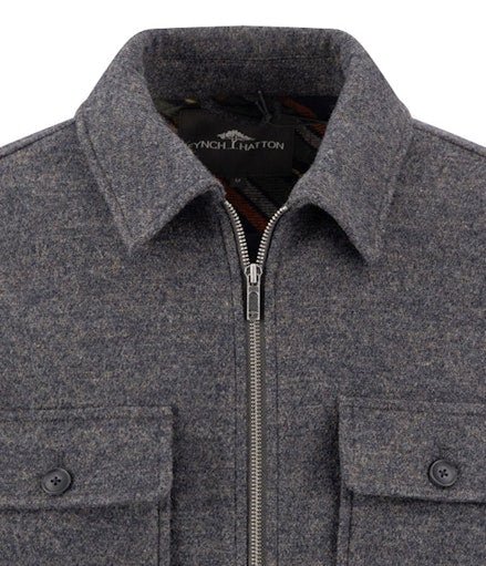 Wool Zip Overshirt RWS - Grey Melange - RUTHERFORD & Co