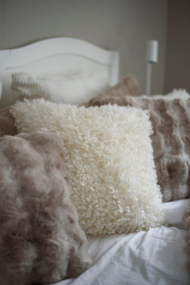 Wooly Cushion - Beige - RUTHERFORD & Co