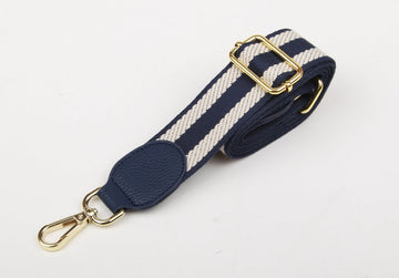 Woven White & Navy Bag Strap - RUTHERFORD & Co