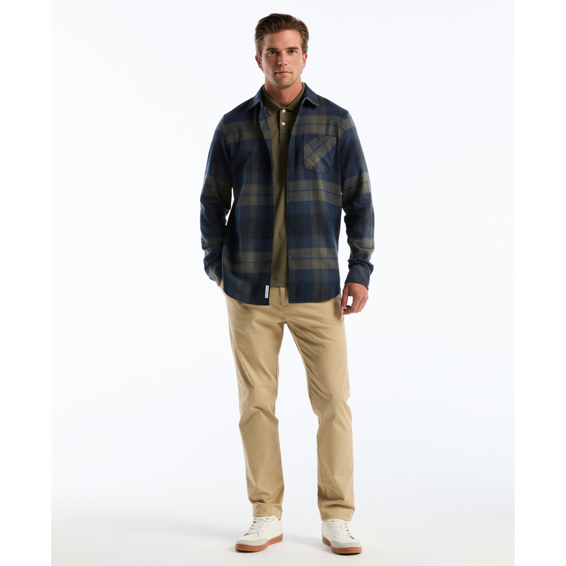Lightweight Plaid Flannel Shirt In Sargasso Sea