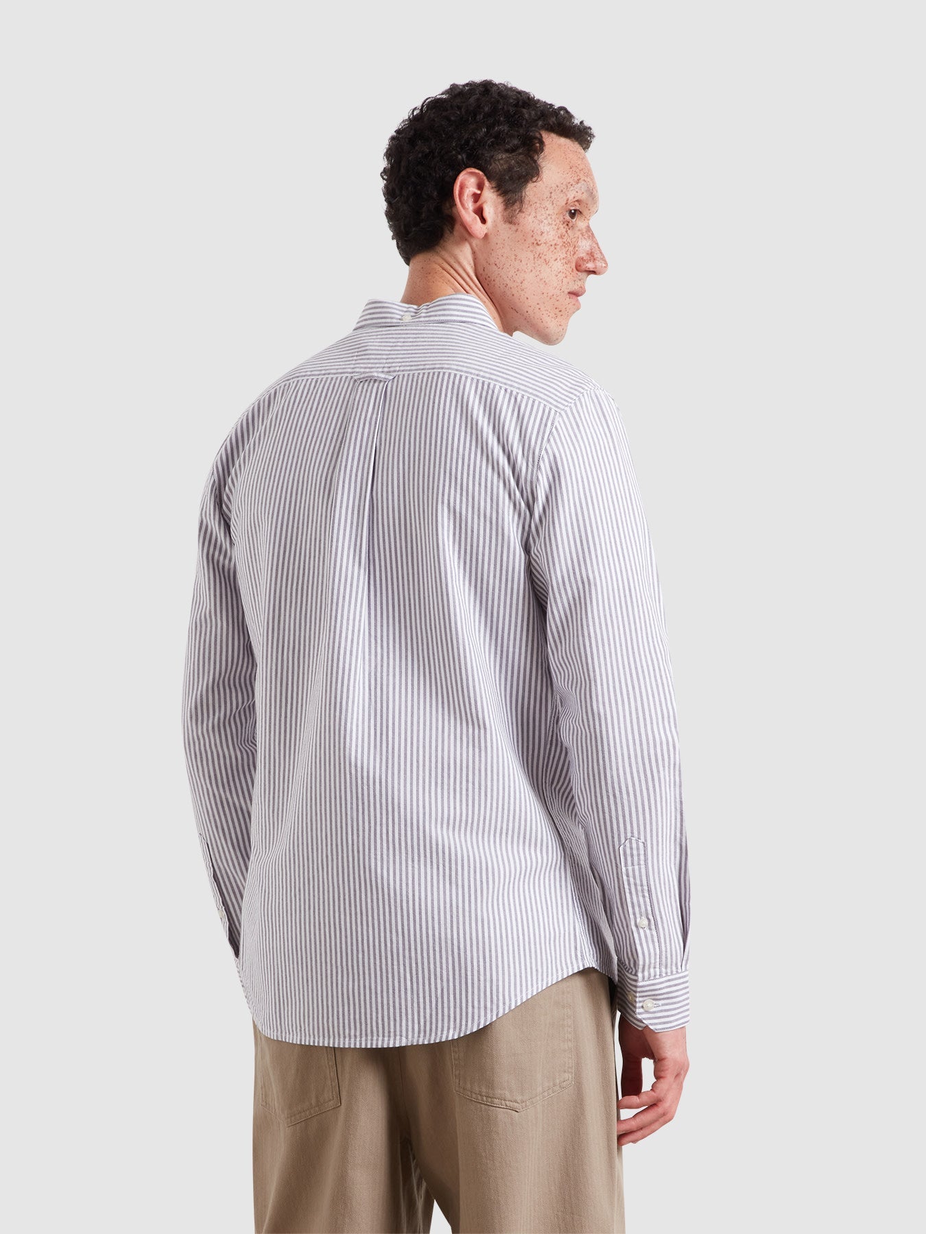 Brewer Striped Oxford Shirt In Deep Purple