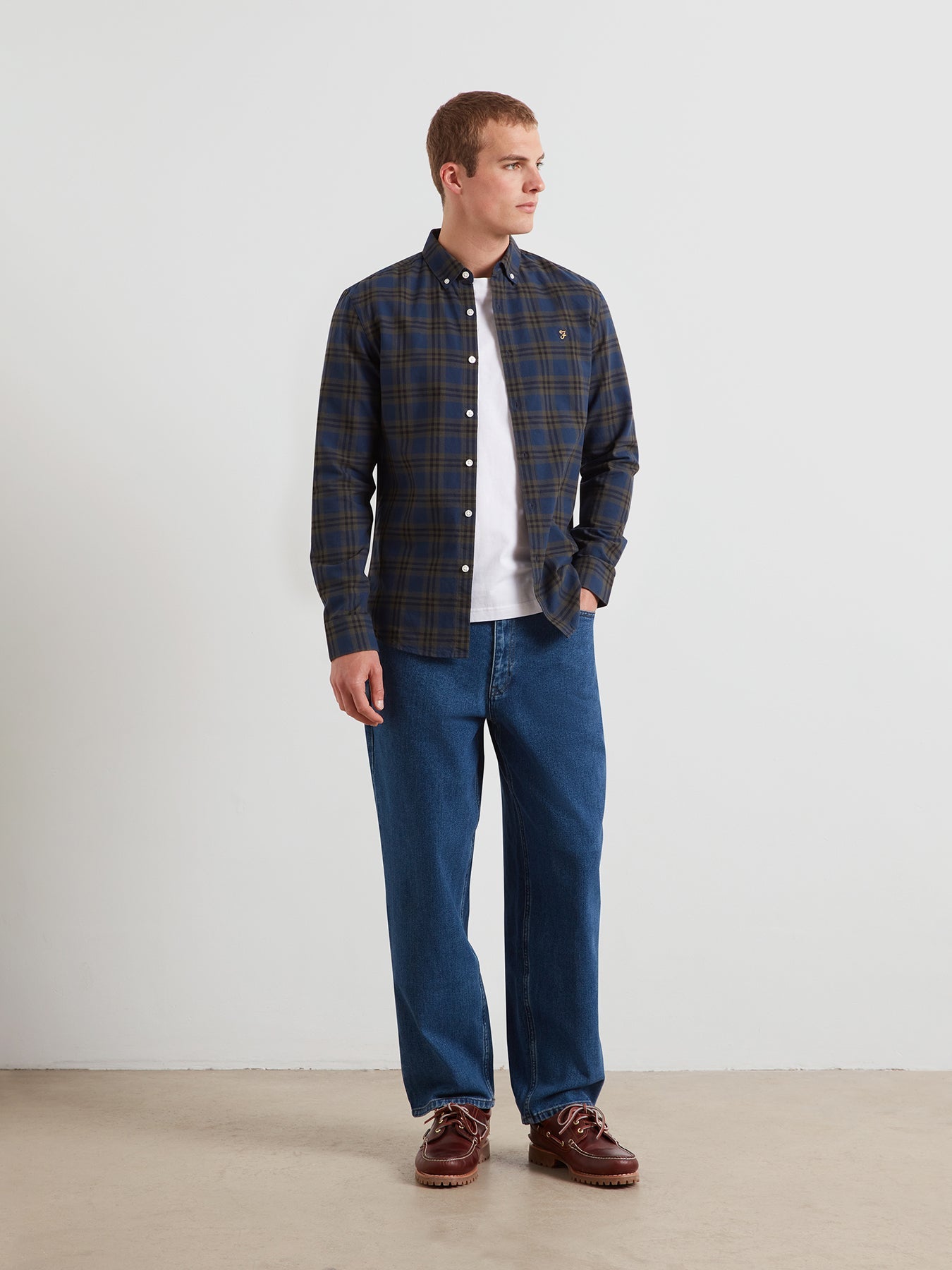 Brewer Check Oxford Shirt In Evergreen
