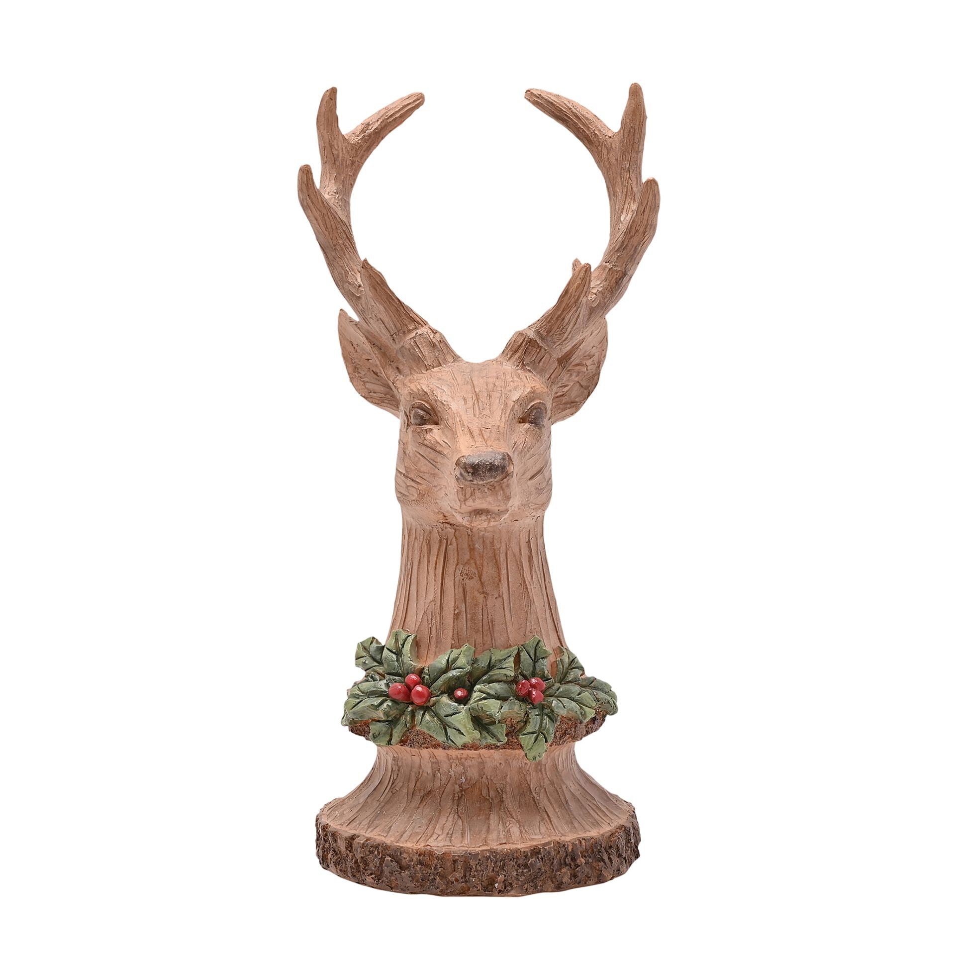 Carved Wood Effect Reindeer Bust