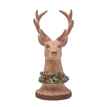 Carved Wood Effect Reindeer Bust