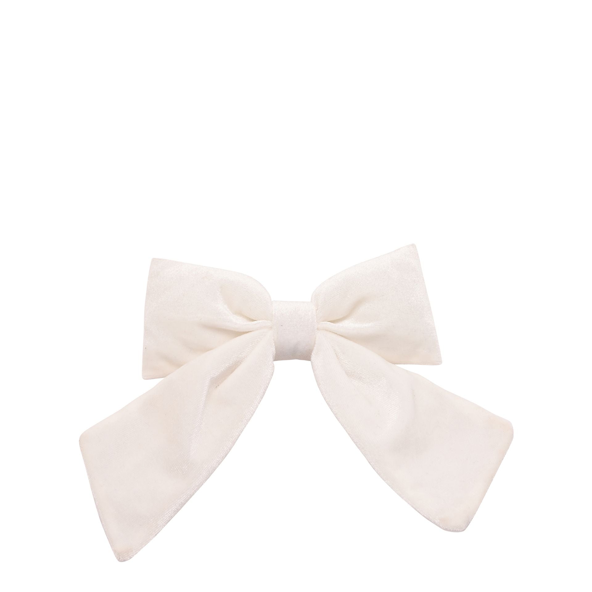 Velvet Bow With Clip 14x16cm White