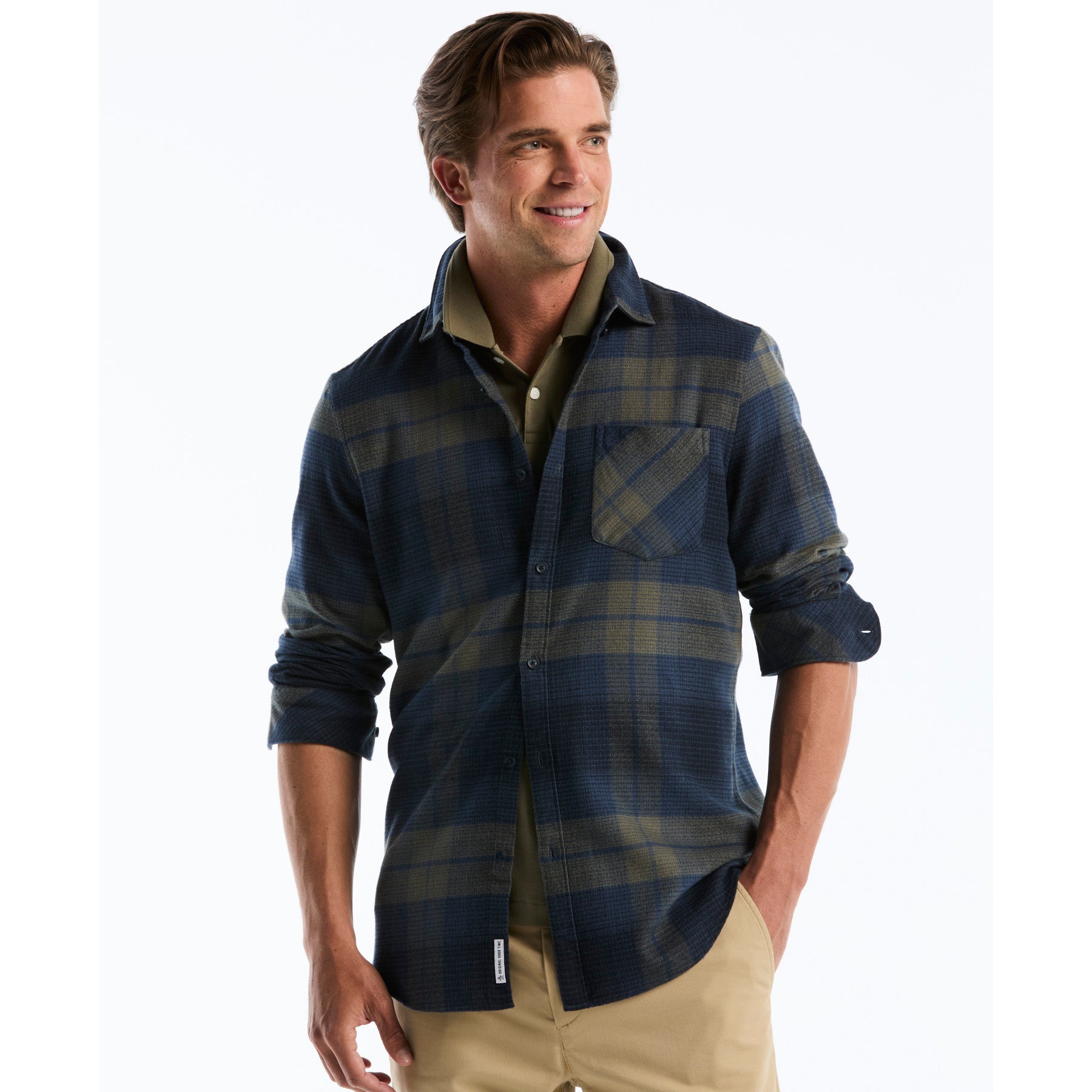Lightweight Plaid Flannel Shirt In Sargasso Sea