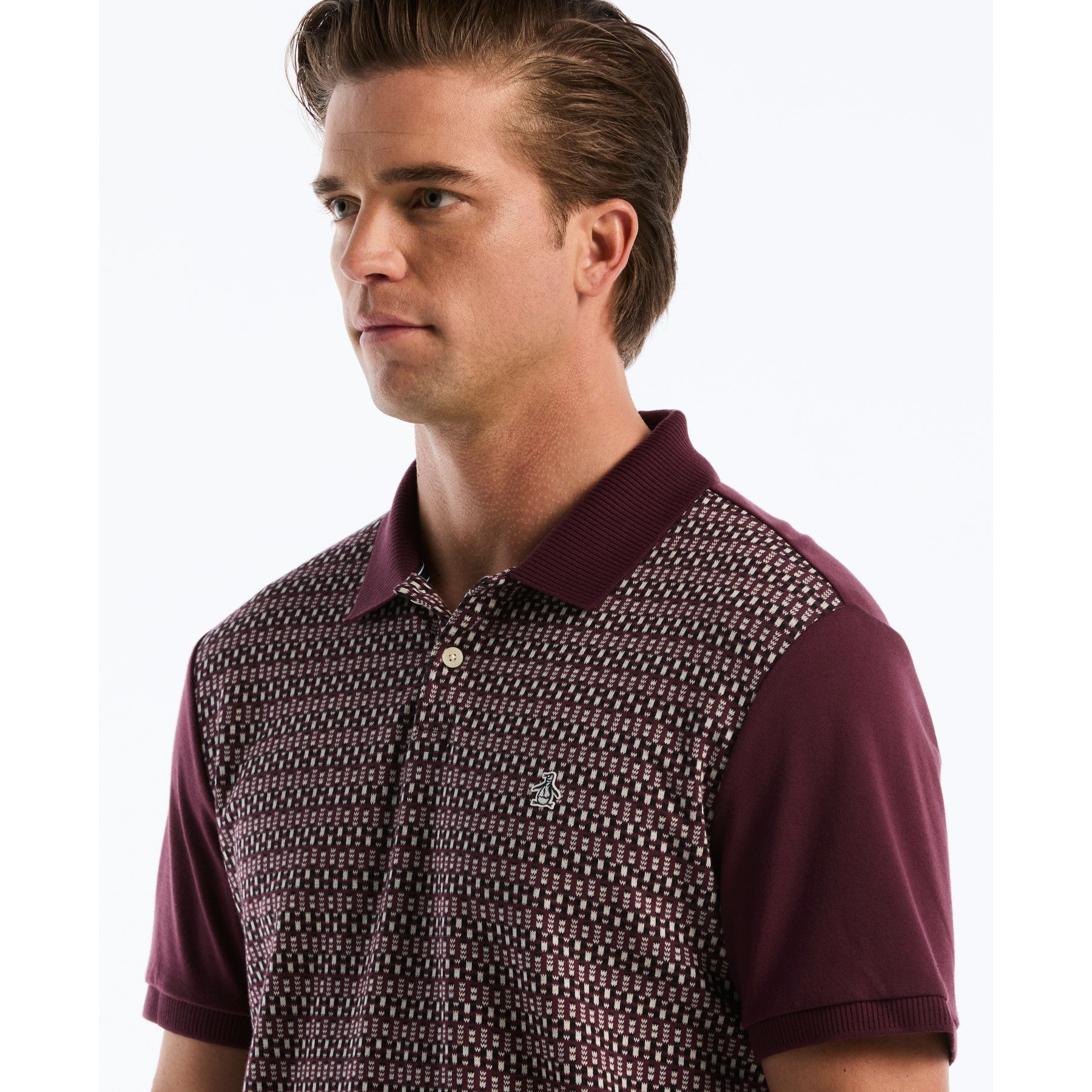 Jacquard Front Fairisle Polo In Port Royale