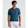 Jacquard Johnny Collar Sweater Polo Shirt In Copen Blue