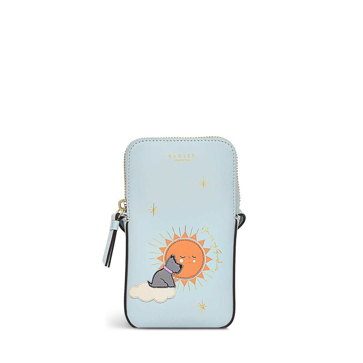 You Are My Sunshine Seafoam Medium Zip Around Phone Crossbody - RUTHERFORD & Co