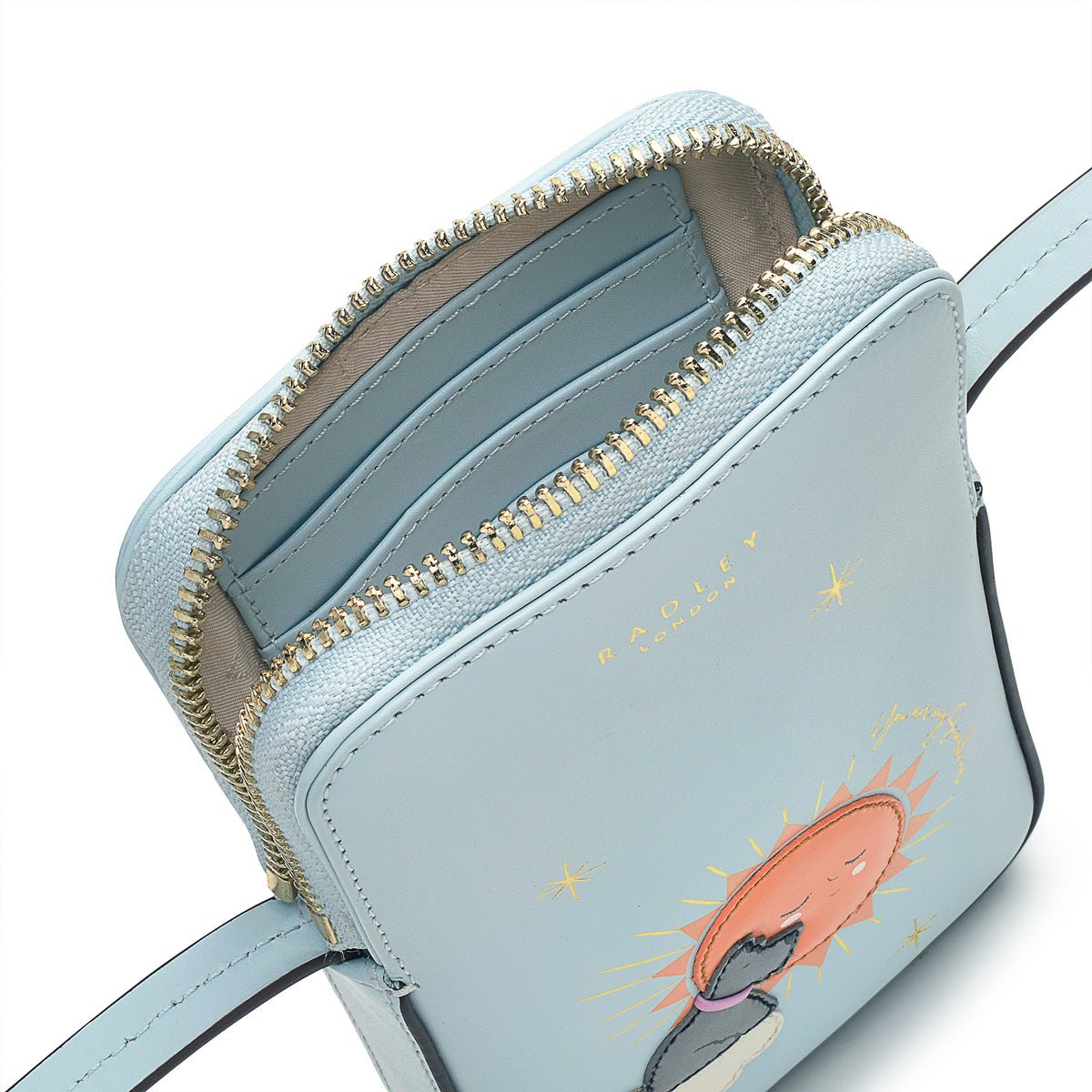 You Are My Sunshine Seafoam Medium Zip Around Phone Crossbody - RUTHERFORD & Co