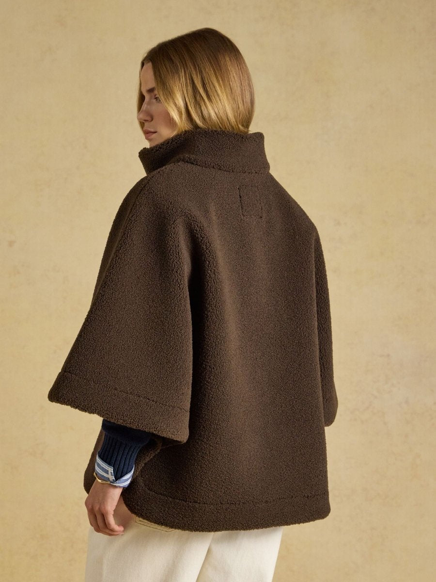 Zip Through Fleece Cape - Chocolate - RUTHERFORD & Co
