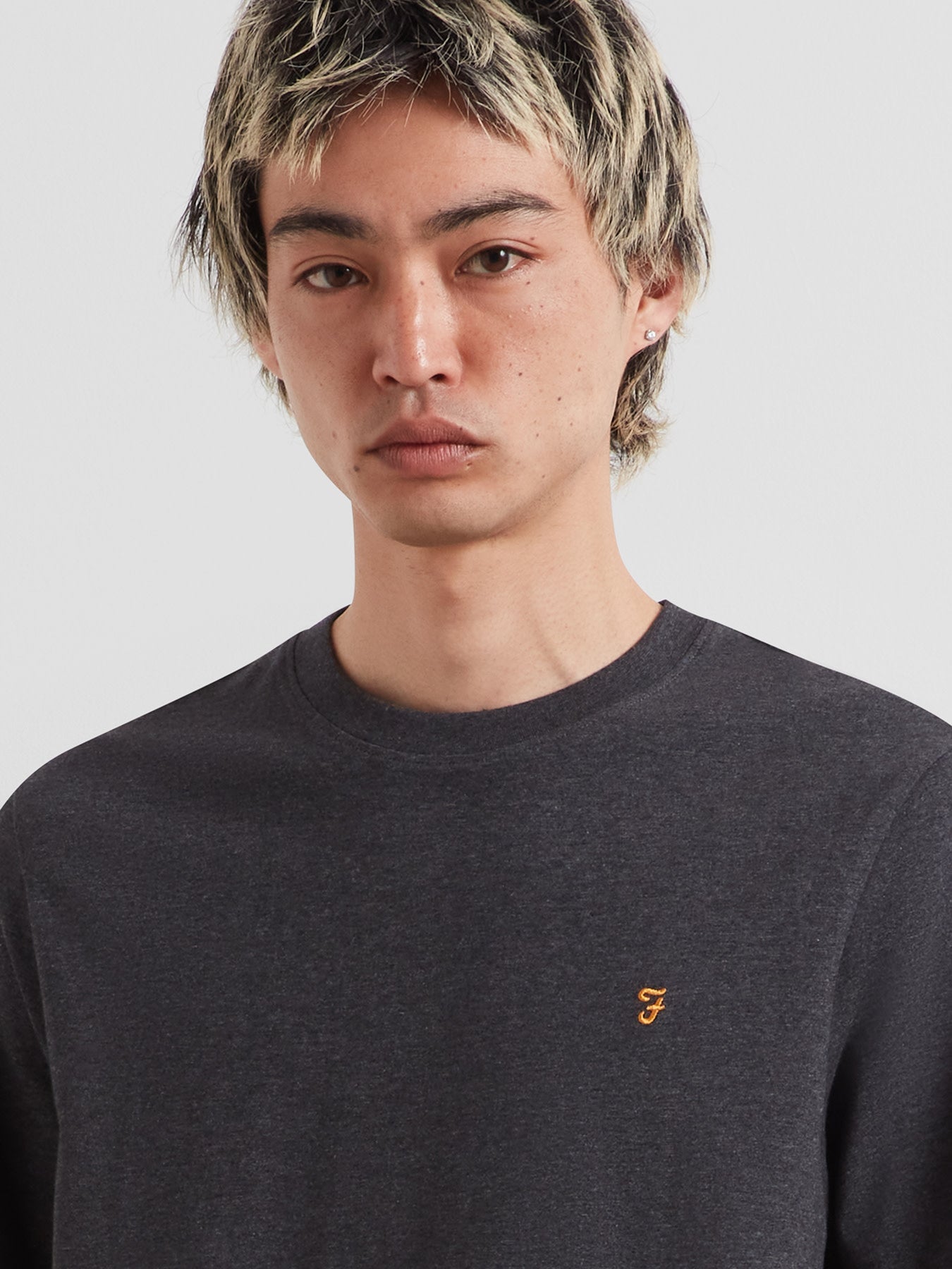 Danny Regular Fit Organic Cotton T-Shirt In Washed Black Marl