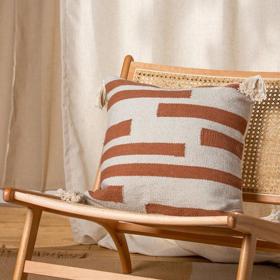 Alaya Jacquard Tasselled Cushion Sienna - RUTHERFORD & Co