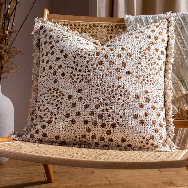 Hara Woven Fringed Cotton Cushion Yolk - RUTHERFORD & Co