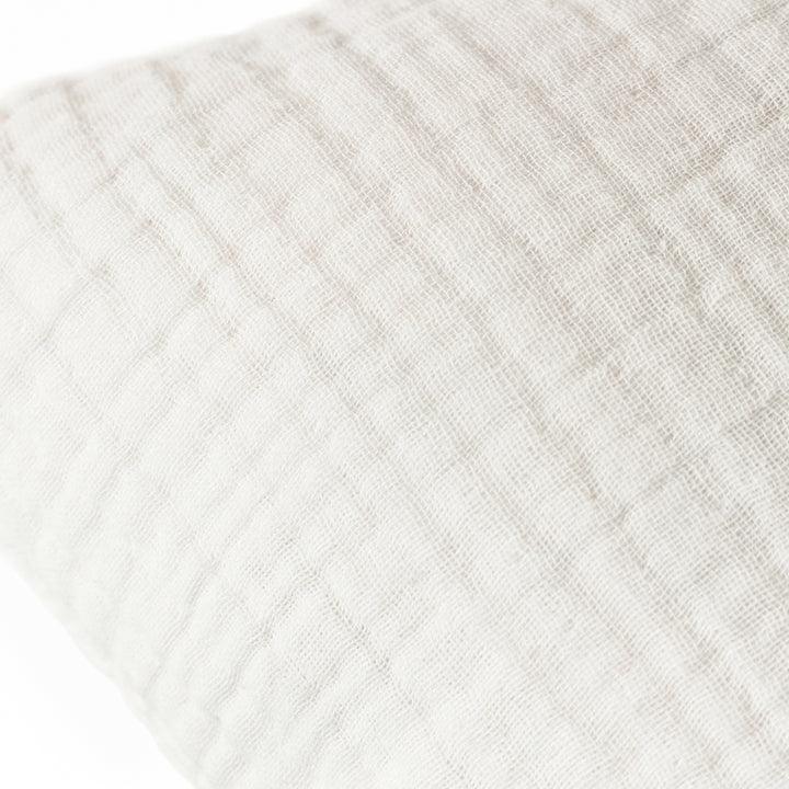 Lark Muslin Crinkle Cotton Cushion White - RUTHERFORD & Co