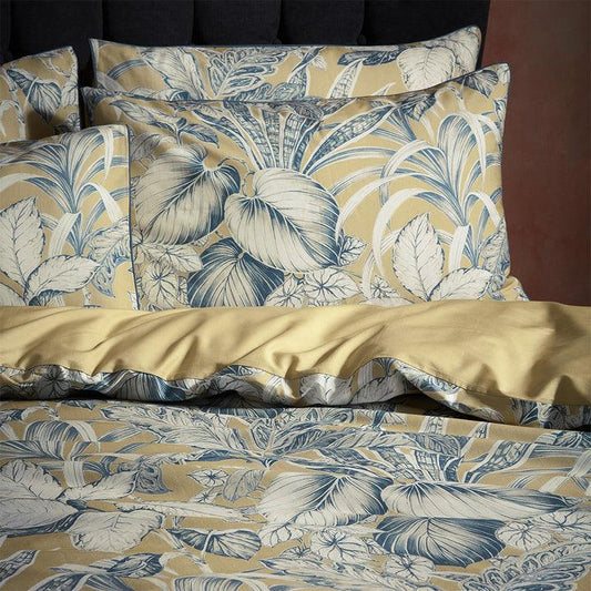Tivoli Tropical Printed Piped Duvet Cover Set Gilt - RUTHERFORD & Co