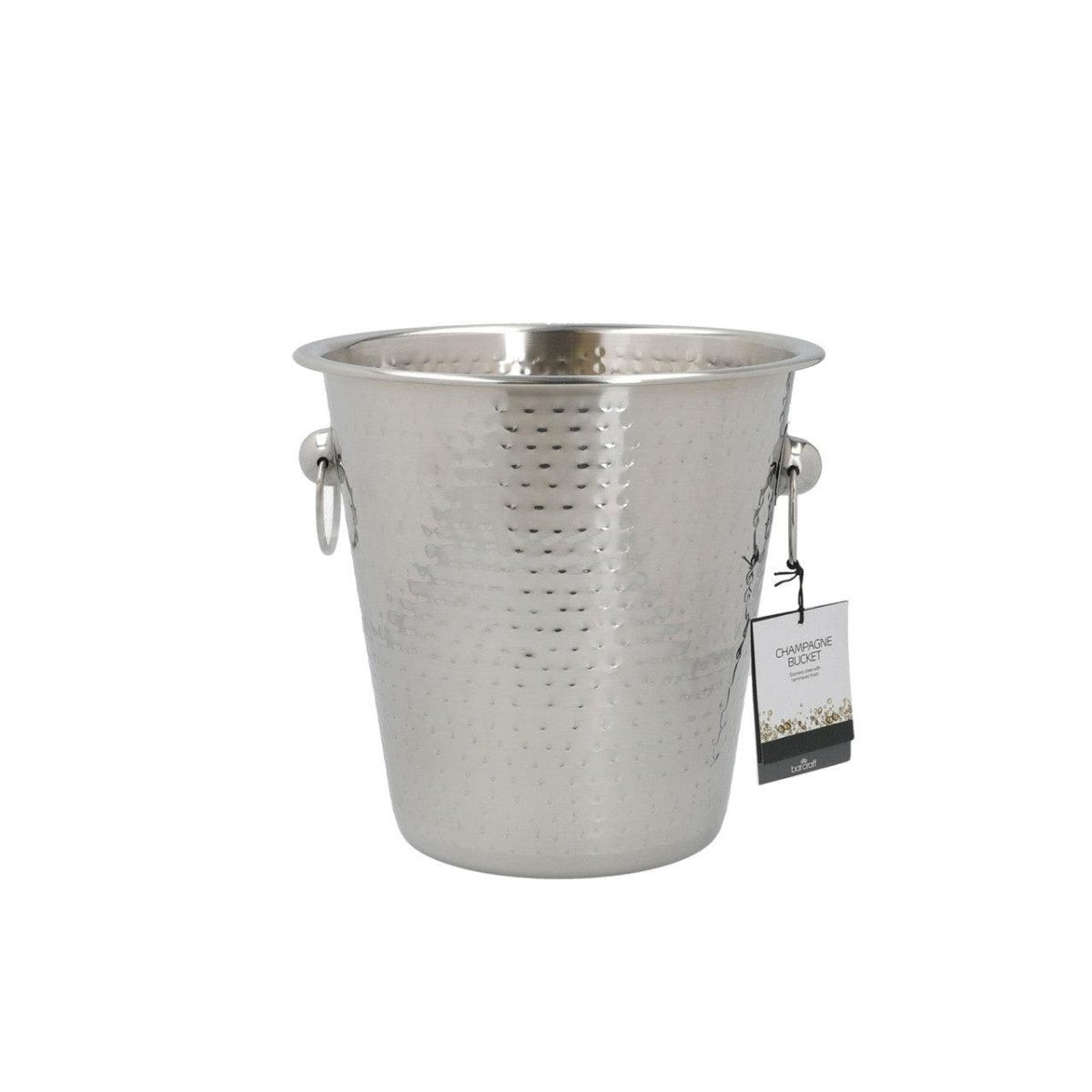 BarCraft Hammered - Steel Sparkling Wine & Champagne Bucket with Ring Handles - RUTHERFORD & Co