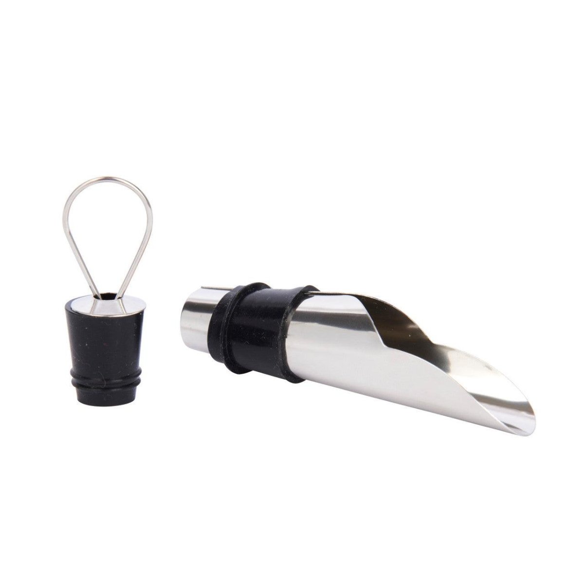 BarCraft Stainless Steel Wine Pourer with Stopper - RUTHERFORD & Co