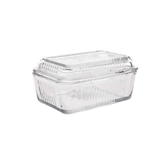 KitchenCraft Glass Embossed Vintage Style Covered Butter Dish - RUTHERFORD & Co