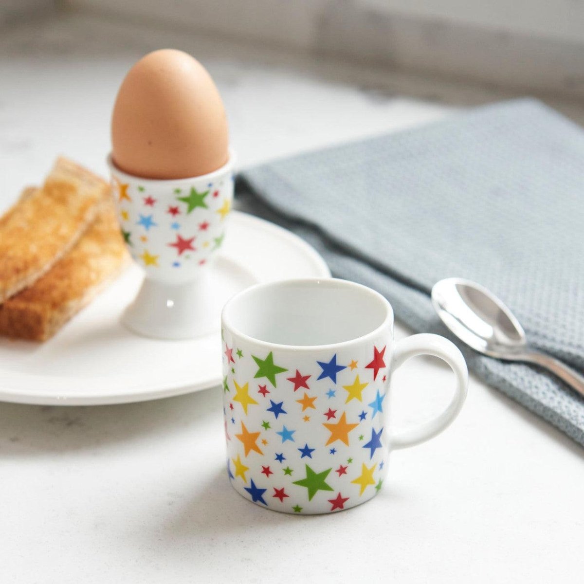 KitchenCraft 80ml Porcelain Multi Stars Espresso Cup - RUTHERFORD & Co