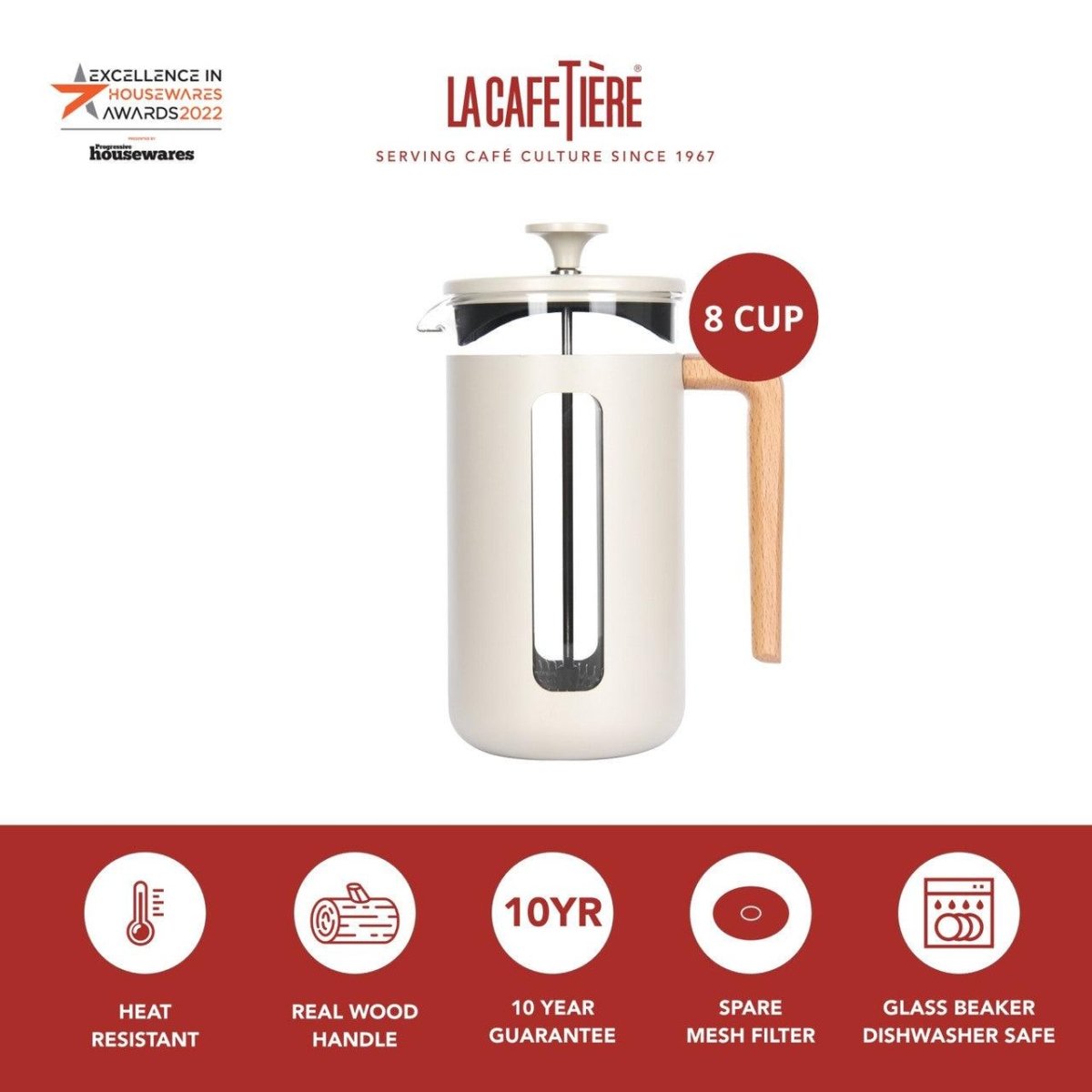 La Cafetière Pisa Latte Cafetiere, 8 - Cup, Latte - RUTHERFORD & Co
