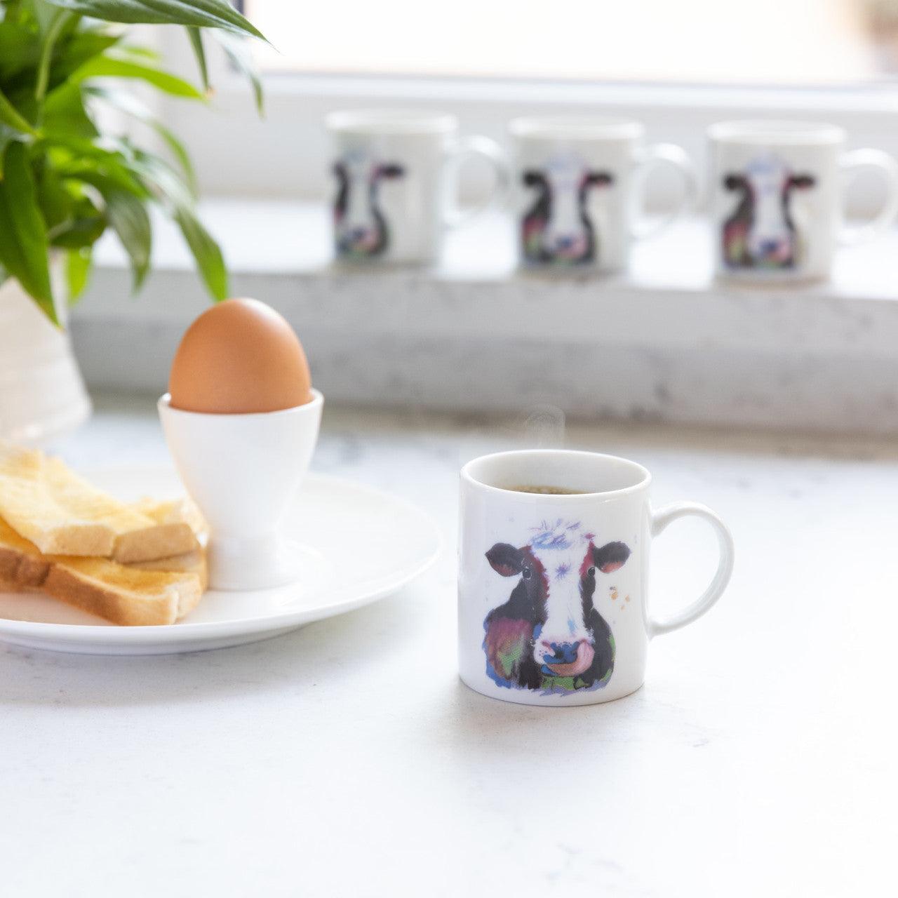 KitchenCraft 80ml Porcelain Watercolour Cow Espresso Cup - RUTHERFORD & Co