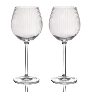 BarCraft Set of 2 Ridged Balloon Glasses - RUTHERFORD & Co