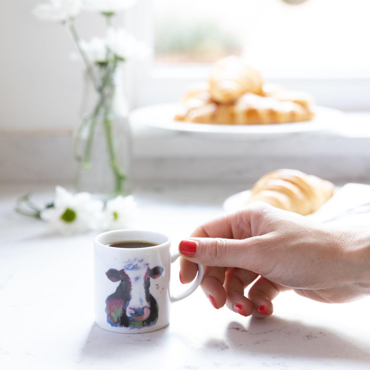 KitchenCraft 80ml Porcelain Watercolour Cow Espresso Cup - RUTHERFORD & Co