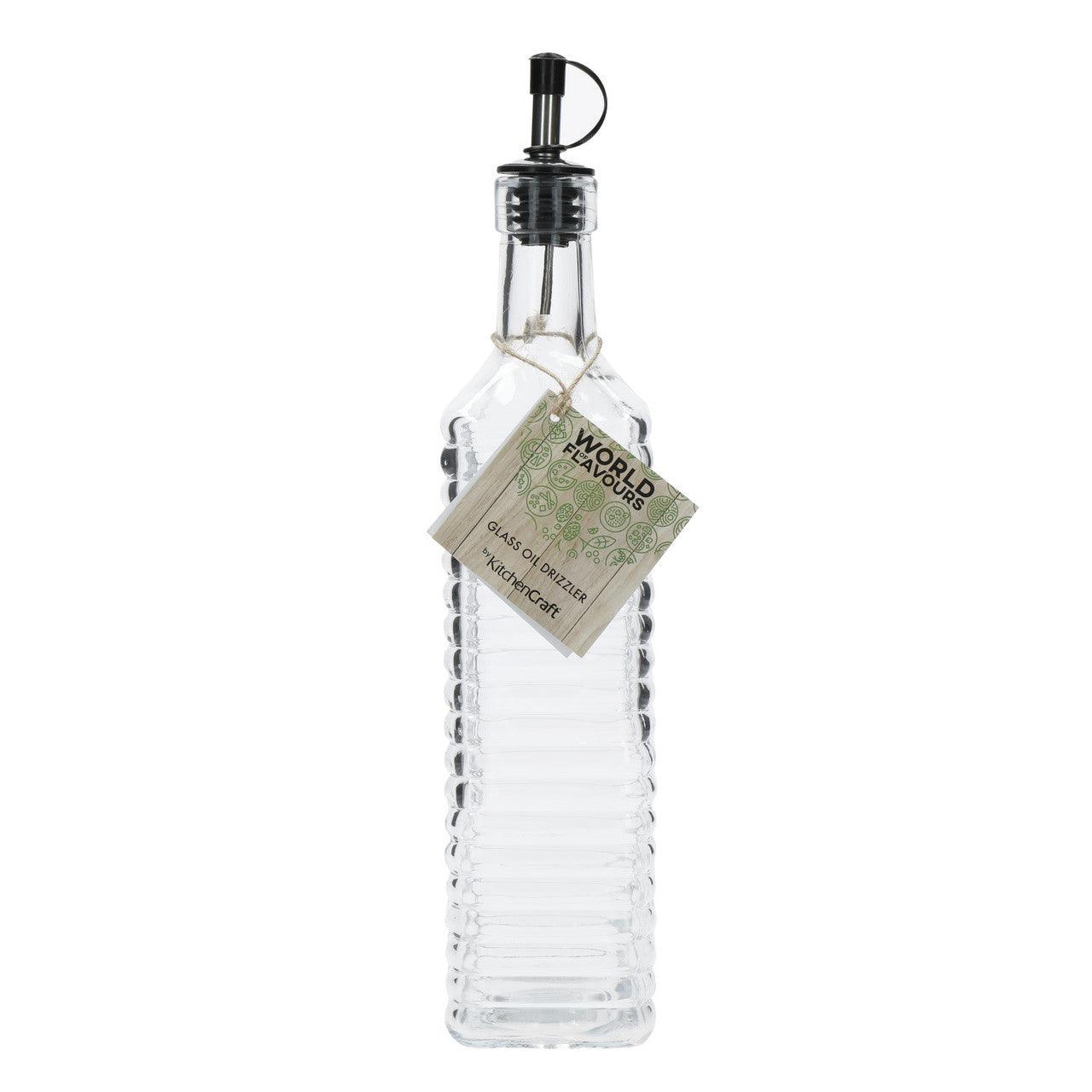 KitchenCraft World of Flavours Italian Ridged Glass Oil Drizzler - RUTHERFORD & Co