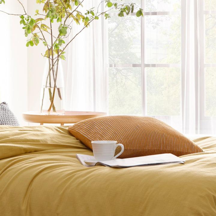 Stonehouse Linen Look Duvet Cover Set Ochre - RUTHERFORD & Co