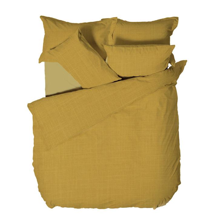 Stonehouse Linen Look Duvet Cover Set Ochre - RUTHERFORD & Co