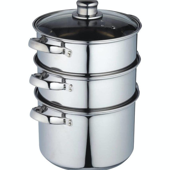 KitchenCraft Stainless Steel Three Tier 20cm Steamer - RUTHERFORD & Co