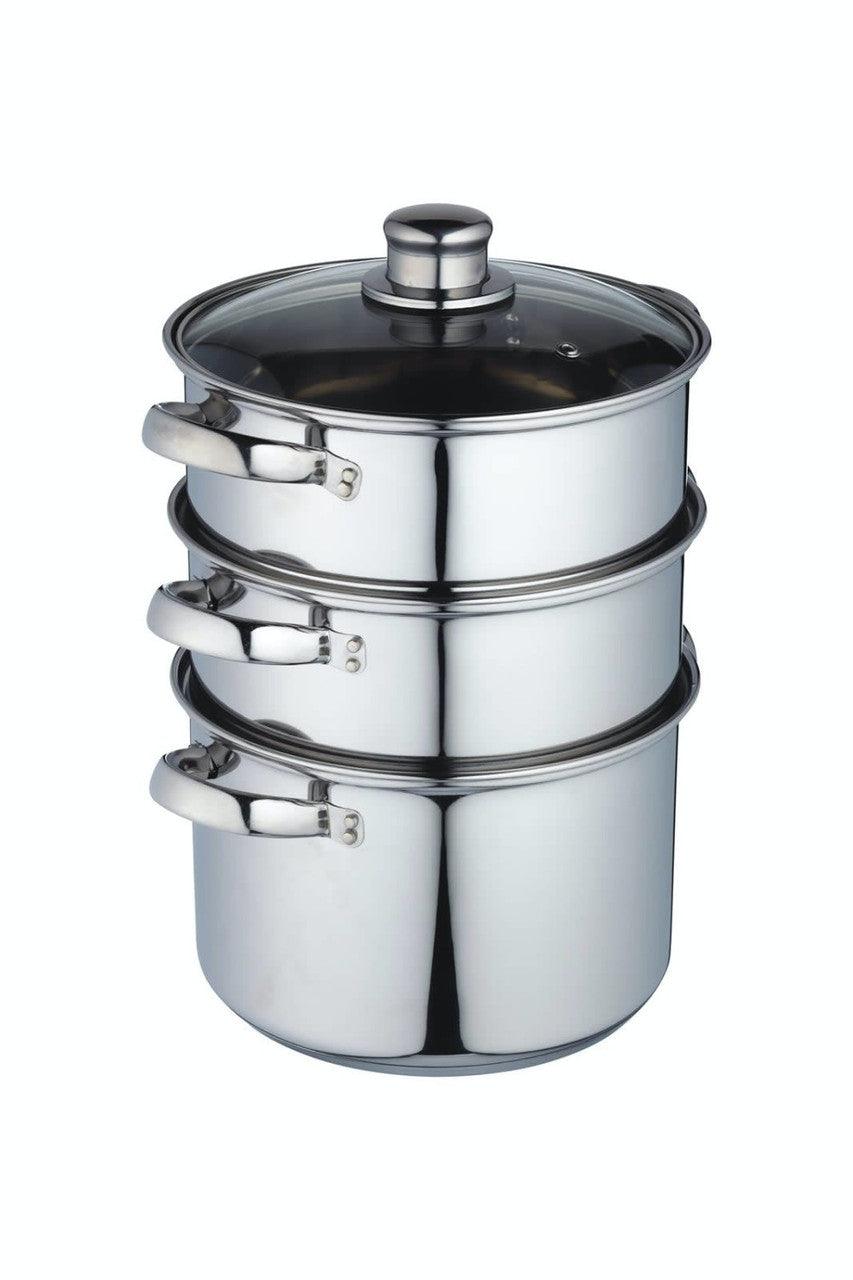 KitchenCraft Stainless Steel Three Tier 20cm Steamer - RUTHERFORD & Co