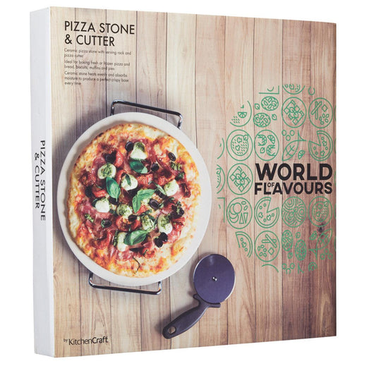 KitchenCraft World of Flavours Italian Pizza Stone Set - RUTHERFORD & Co