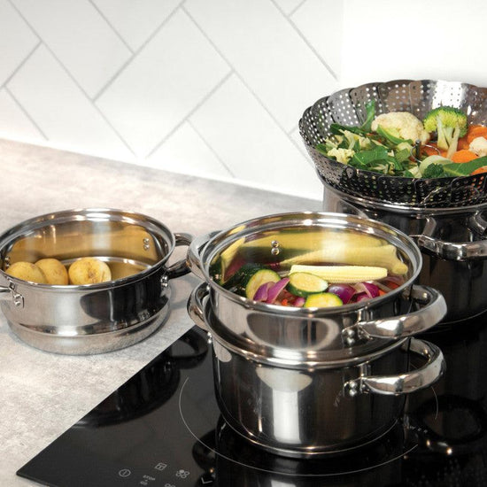 KitchenCraft Stainless Steel Three Tier 20cm Steamer - RUTHERFORD & Co