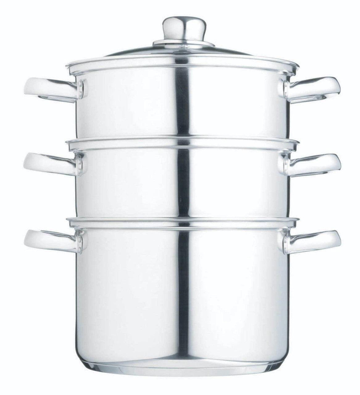 KitchenCraft Stainless Steel Three Tier 20cm Steamer - RUTHERFORD & Co